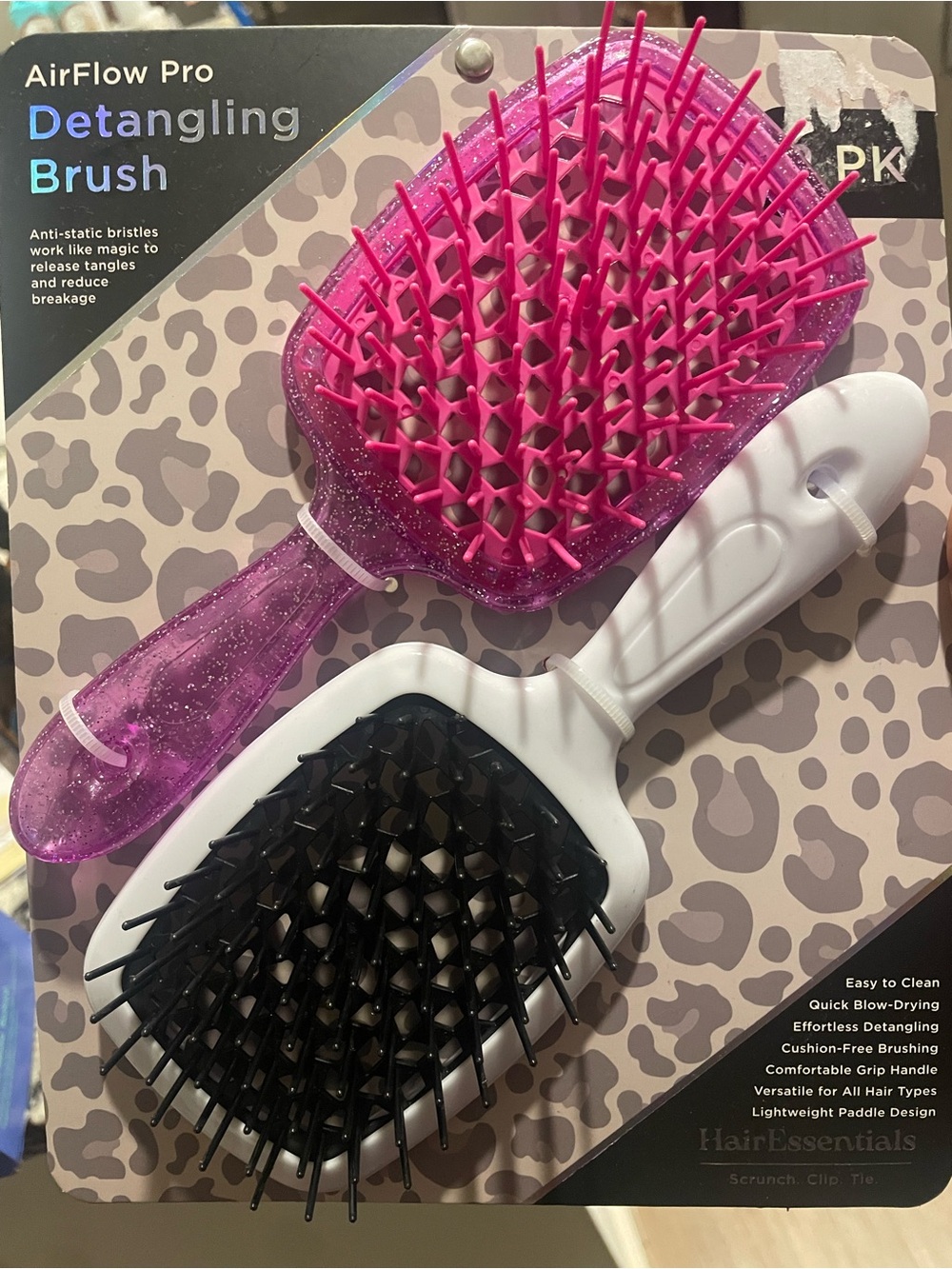 Essentials AirFlow Pro Detangling Brush - pink and white paddle